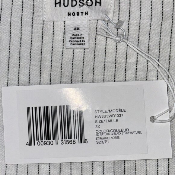 NWT Hudson North Linen Blend Wrap Comfy Stylish Belted Stripe Linen Dress Sz 3XL - Picture 2 of 16